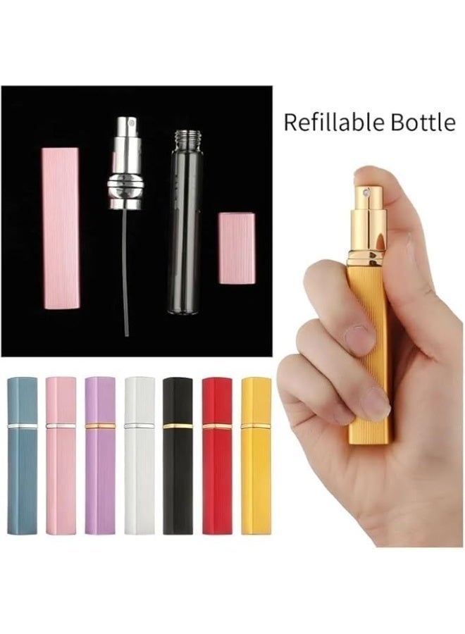 زجاجة عطر صغيرة فاخرة قابلة لإعادة الملء بسعة 12 مل - بخاخ مناسب للسفر، مضخة أنبوبية مستديرة، زجاجة عطر مستحضرات التجميل الفارغة لمحبي العطور (لون فضي) - Image 2